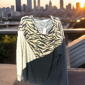 Maurice's Women long sleeve shirt Zebra Print Plus Size  xxl Black An Brown